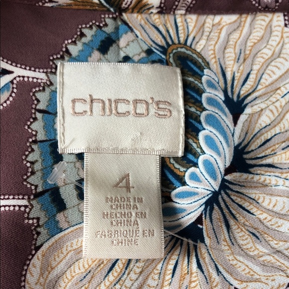 Chico's Elegant Floral Fabric in Brown and Blue - Picture 7 of 10